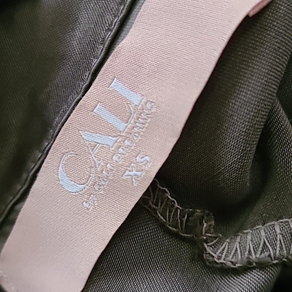 Cali Dreaming Flight Suit In Olive Green Satin Size XS - Picture 5 of 5